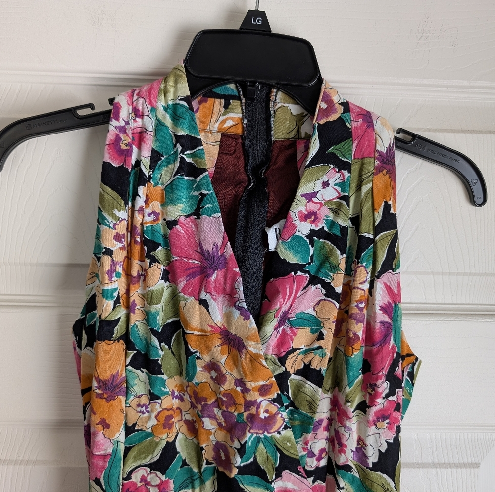 Vintage R.J. Stevens By Carol Escritor Sleeveless Floral Midi Dress Size 4 - Picture 4 of 9